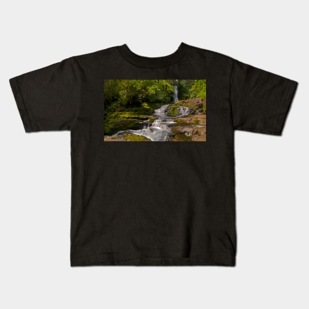 Matai Falls Catlins - New Zealand Kids T-Shirt by pops